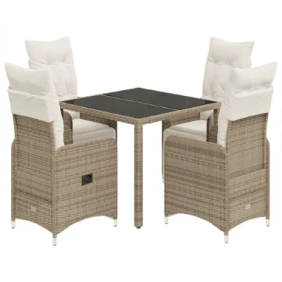 Afbeelding van vidaXL 5 delige Bistroset met kussens poly rattan bruin