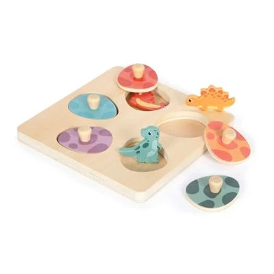 Afbeelding van small foot Insteekpuzzel met dinosaurussen en geheugen &quot;Dino&quot; van 100% gecertificeerd FSC® hout, memo 6 puzzels vanaf 12 maanden