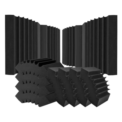 Afbeelding van VEVOR Acoustic Foam Panels, 4 stuks, 16,5 x 6,3 12 inch, zelfklevende hoge dichtheid, geluidsdichte wandpanelen, vuurvast akoestisch paneel, geluidsabsorberend paneel voor studio muur en plafond,