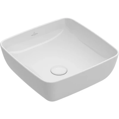 Afbeelding van Villeroy &amp; Boch Artis opzetwastafel vierkant wit (41 x 41 cm) zonder