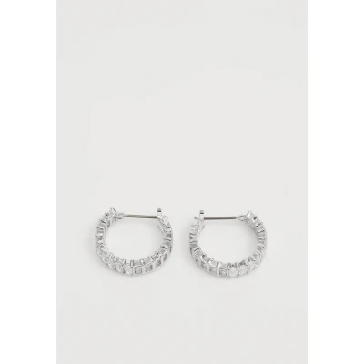 Afbeelding van Swarovski Matrix oorbellen, baguette formaat, wit, gerhodineerd metaal