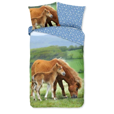 Afbeelding van Good Morning Kinderdekbedovertrek &quot;paarden&quot; Multi (140x200/220 cm) Katoen
