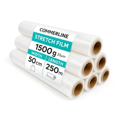 Afbeelding van Commerline 6 rollen stretchfolie, transparant, 50 cm, 1500 g, voor verhuizing