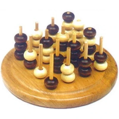 Afbeelding van Molenspel TicTacToe 3 D.hout bl./br.rond