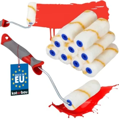 Afbeelding van KOTARBAU® 10 rollen gele draad 115 mm met rubberen handgreep voor schilderen en renoveren