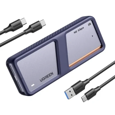 Image de UGREEN Boîtier M.2 SSD NVMe 40 Gbps USB Adaptateur Disque Dur Externe PCIe Aluminium M2 2230 2242 2260 2280 Supporte Thunderbolt 3 et 4, Livré avec Deux Câbles