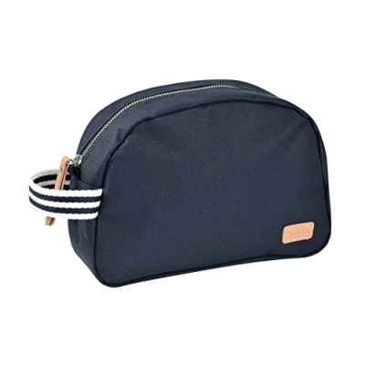 Image de BÉABA, Trousse de toilette bebe, Soin Sac Geneve, Tissu Impermeable, 2 poches intérieures, Bleu marine