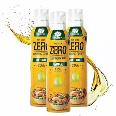 Image de Rabeko Zero Spray de cuisson faible en calories Naturel 800 portions, 2 kcal par pulvérisation pour rôtir, griller et cuire sans additifs, sucre gluten lactose 3 x