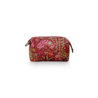 Afbeelding van Pip Studio Cooper Make up tasje Querida Velvet Toilettas Rood 22.5x9.5x15cm