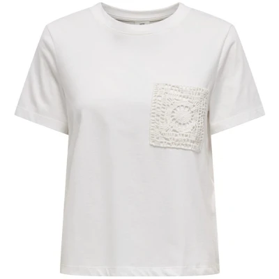 Afbeelding van JDY JDYSELMA S/S CROCHET POCKET Top JRS NOOS Dames Cloud Dancer