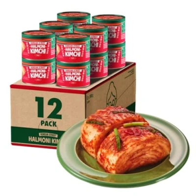Afbeelding van [KOREAN STREET] Halmoni Kimchi Canned 160 g x 12, Koreaanse ingelegde kool, Kruidige Pepergroenten, Ingeblikte groenteconserven, Traditioneel Koreaans eten, Smaak Voedsel