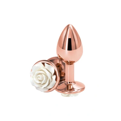 Afbeelding van Aluminium Buttplug met Witte Roos S