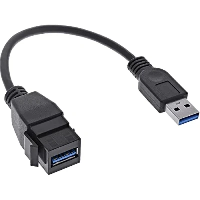 Afbeelding van InLine® USB 3.2 Gen1 mannelijke A keystone adapterkabel 0,2 m