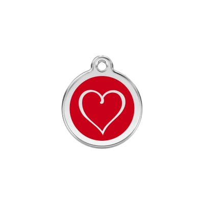 Afbeelding van Tribal Heart Red roestvrijstalen hondenpenning small/klein dia. 2 cm RedDingo