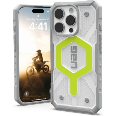 Afbeelding van Urban Armor Gear Pathfinder Clear geschikt voor Apple iPhone 16 Pro Back Cover Hoesje Grote Knoppen Neon