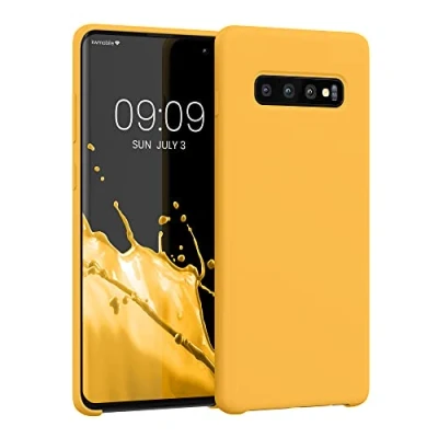 Afbeelding van kwmobile telefoonhoesje geschikt voor Samsung Galaxy S10 Plus / S10+ Hoesje met siliconen coating Smartphone case in mango