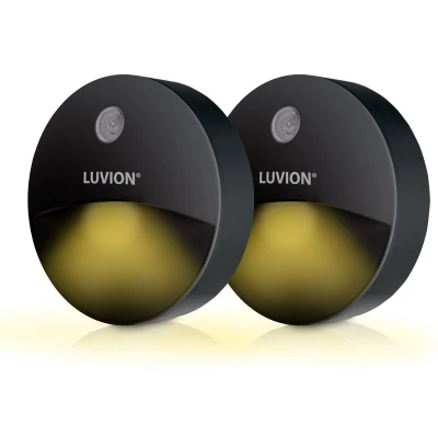 Afbeelding van LUVION® LED Nachtlampje Stopcontact Duo Verpakking voor Baby&#039;s, Kinderen en Volwassenen Zwart