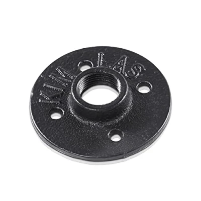Afbeelding van pamo Smeedbaar gietijzeren slangklem 3/4 inch voor doe het zelf kledingstang in industrieel loftdesign TELLER Zwarte gepoedercoate waterslang kledingkast/kledingkast