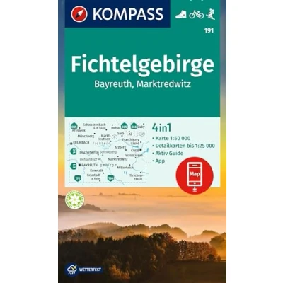 Afbeelding van KOMPASS Wanderkarte 191 Fichtelgebirge, Bayreuth, Marktredwitz 1:50.000