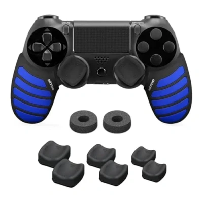 Afbeelding van NiTHO PS4 Dualshock controllerset, compatibel met siliconen handgreep, anti zweet set van 2 stuks, mini analoge hendel, 3 maten, stuks concave duimgrepen
