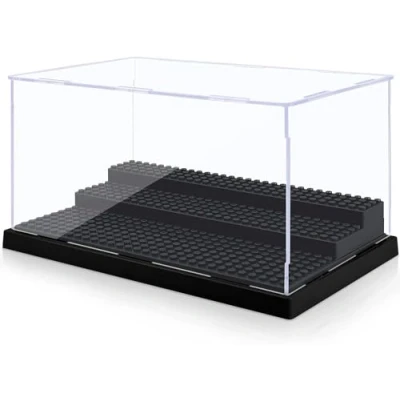 Afbeelding van TINGLAND Acryl vitrine, 3 lagen, minifiguren voor minifiguren, stofdichte vitrine bouwstenen, actiefiguren, verzamelblokken (1 pak zwart)