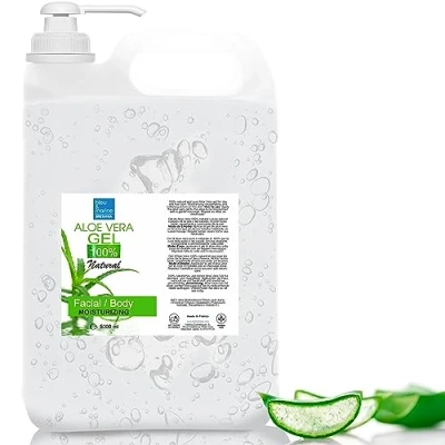 Afbeelding van bleu &amp; marine Bretania Biologische Aloë Vera Gel 5L Vochtinbrengende crème voor gezicht en lichaam Haarverzorging Anti aging genezend Gebruik na ontharing zon, maat: 5 l