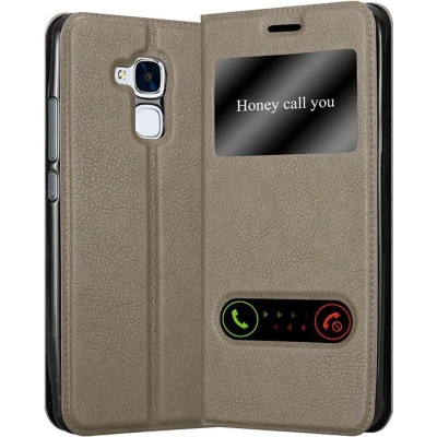 Afbeelding van Cadorabo Hoesje geschikt voor Honor 5C in STEEN BRUIN Beschermhoes met magnetische sluiting, standfunctie en 2 kijkvensters Book Case Cover Etui