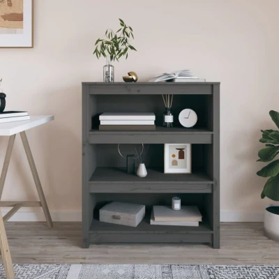Afbeelding van Boekenkast 80x35x97 cm massief grenenhout grijs