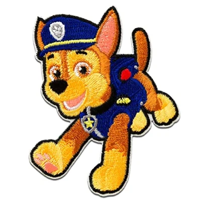 Afbeelding van Opstrijkbare patches Paw Patrol Chase Blauw 7,2 x 5,6 cm © Spin Master applicatie, geborduurde patch