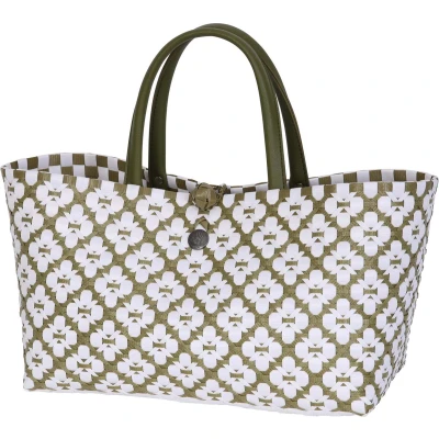 Afbeelding van Handed By Mini Motif Shopper / Handtas groen &amp; wit