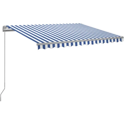 Afbeelding van vidaXL Luifel handmatig uittrekbaar met LED 300x250 cm blauw en wit