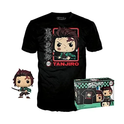 Afbeelding van Funko Demon Slayer: Kimetsu no Yaiba POP! &amp; Tee Box Tanjiro Verzamelfiguur T shirt Set XL Zwart