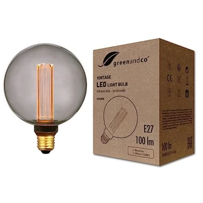 Afbeelding van greenandco® Vintage design ledlamp voor sfeerverlichting E27 G125 Edison 4 W 100 lm 1800 K rook extra warm wit 320 230 V flikkervrij niet dimbaar