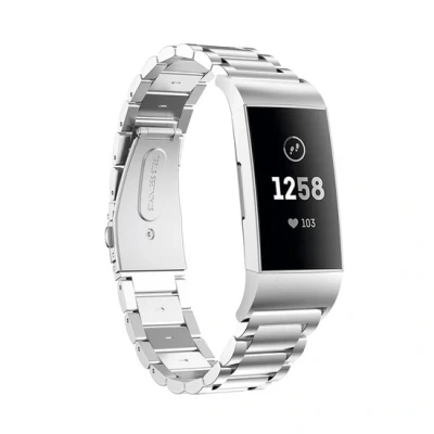 Afbeelding van Fitbit Charge 3 &amp; 4 metalen bandje Zilver Horlogebandje