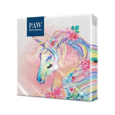 Afbeelding van PAW Papieren servetten, 3 laags (33 x 33 cm), 20 stuks, perfect voor feesten, verjaardagen, vieringen, ideale tafeldecoratie verjaardagsfeesten, eenhoornbloemkop