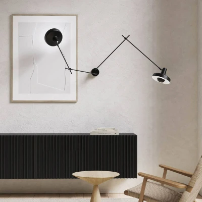 Afbeelding van GRUPA Arigato wandlamp 2 lamps 90cm zwart
