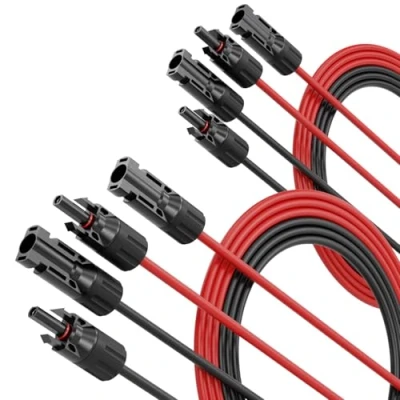Afbeelding van ABSINA Set van 4 zonnekabels 2 m mm² H1Z2Z2 K zwart en rood PV kabel UV bestendig zonnekabel fotovoltaïsche montageaccessoires