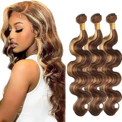 Afbeelding van Tuheers Real Hair Bundels Menselijk Haar P427 Highlight Body Wave Lang 3 Braziliaans Virgin Bundel Remy 76 cm