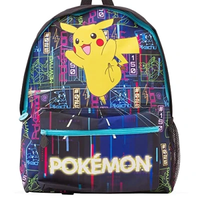 Afbeelding van Pokémon Glow in The Dark rugzak met licentie, grote Pokemon Pikachu Officiële schooltas voor jongens en meisjes Kids tassen Kerstmis terug naar school cadeau, Zwart Geel