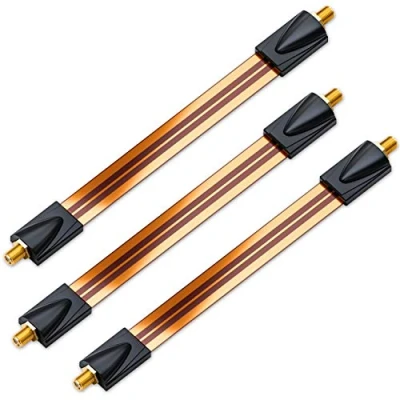 Afbeelding van deleyCON 3x Raamdoorvoer SAT Kabel 17cm Flexibele 26cm Lange Koppeling Ramen &amp; Deuren Verguld Extreem Vlak Afgeschermde Zelfklevende Pads Koper