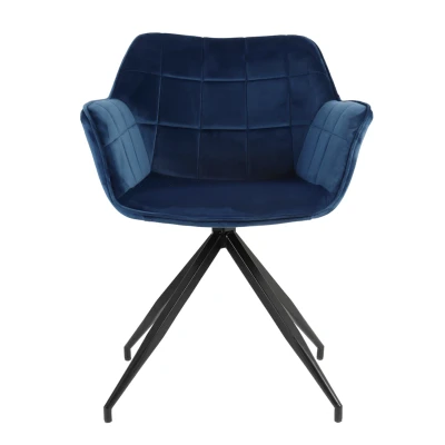 Afbeelding van Jaimy eetkamerstoel velvet blauw/zwart