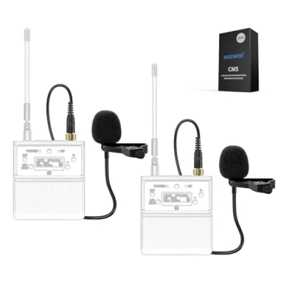 Afbeelding van NEEWER Set van 2 bedrade omnidirectionele condensatormicrofoons om vast te klikken, compatibel met Rode GO II DJI draadloze microfoonzender voor podium, YouTube, live video, CM5
