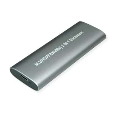 Afbeelding van Value Externe SSD behuizing, M.2, NVMe naar USB 3.2 Gen 2 Type C (M.2 2280, M.2 2242, 2260), Harddisk Zilver