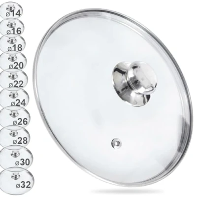 Afbeelding van ORION Glazen deksel met roestvrijstalen ring voor pan / op 200 C hittebestendig glas Ø 14, 16, 18, 20, 22, 24, 26, 28, 30 cm (30 cm)