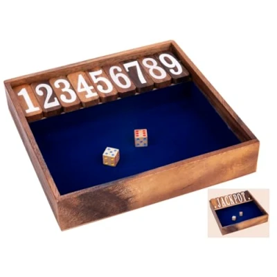 Afbeelding van Engelhart 350121 Shut The Box voor 2 spelers Dobbelspel Koffiespel Familiespel Ecologisch houten spel Vanaf 6 jaar