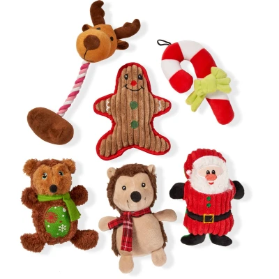 Afbeelding van THE TWIDDLERS 6 Pluche Kerstmis Hondenspeelgoed, Kauwspeelgoed Kerstcadeau voor Honden en Puppies