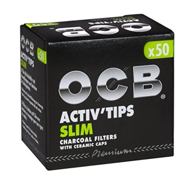 Afbeelding van OCB ActivTips Slim Actieve koolfilters, 7 mm, zilverkleurig, 6 verpakkingen van 50 stuks