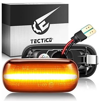Afbeelding van TECTICO Led knipperlichten, dynamisch, zijkant, CE, E8, amber geel, glanzend, CAN buslampen, compatibel met A3 S3 8P A4 S4 RS4 B6 B7 B8 A6 S6 RS6 C5 C7, 2 lampen