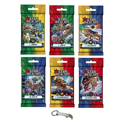 Afbeelding van Set Star Realms Franse versie Commandopakket: Unie + eenheid alliantie pact uitlijning coalitie 1 Blumie flesopener (commando)