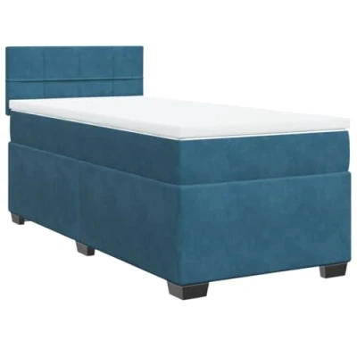 Afbeelding van vidaXL Boxspring met matras fluweel donkerblauw 80x200 cm